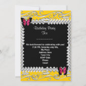 Y 21st Verjaardagsfeest Roze Zwarte Vlinders Kaart (Achterkant)