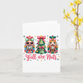 Y’all Are Nuts Funny Christmas Humor Tree Nutcrack Kaart (Gele Bloem)