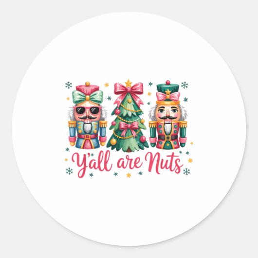 Y’all Are Nuts Funny Christmas Humor Tree Nutcrack Ronde Sticker (Voorkant)