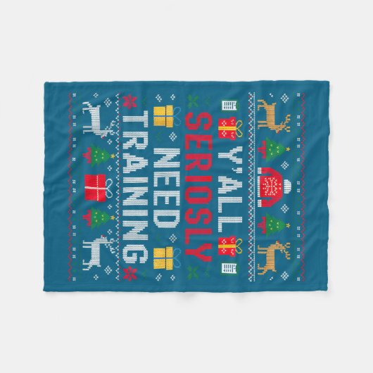 Y’all Seriously Need Training Ugly Office Christma Fleece Deken (Voorkant (Horizontaal))