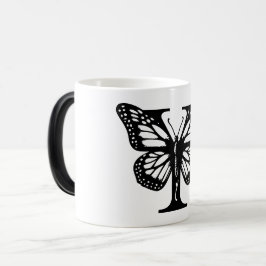 Y Alphabet black butterfly Magische Mok