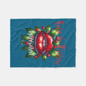 Y Christmas Mistletoe Lips - Naughty Holiday Tee W Fleece Deken (Voorkant (Horizontaal))
