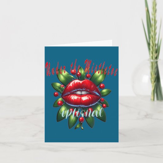 Y Christmas Mistletoe Lips - Naughty Holiday Tee W Kaart (Voorkant)