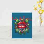 Y Christmas Mistletoe Lips - Naughty Holiday Tee W Kaart (Gele Bloem)