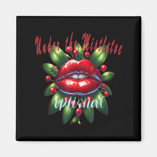 Y Christmas Mistletoe Lips - Naughty Holiday Tee W Magneet (Voorkant)