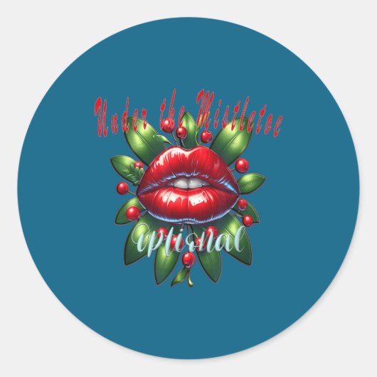 Y Christmas Mistletoe Lips - Naughty Holiday Tee W Ronde Sticker (Voorkant)