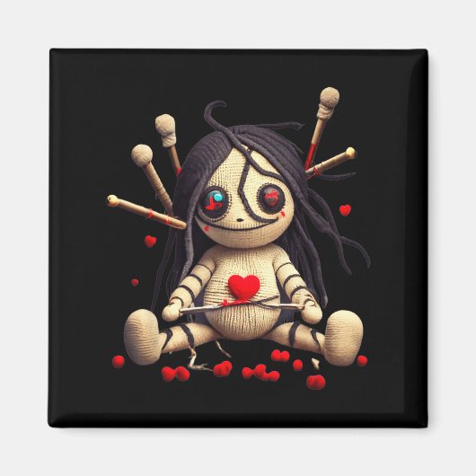 Y Cute Sitting Voodoo Doll Halloween Valentine Day Magneet (Voorkant)