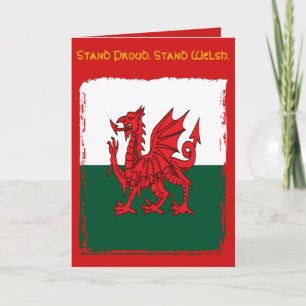 Y Ddraig Goch De Rode Draak Grunge Welshe Vlag Kaart