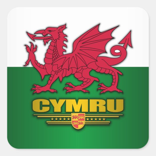 Y Ddraig Goch Vierkante Sticker (Voorkant)