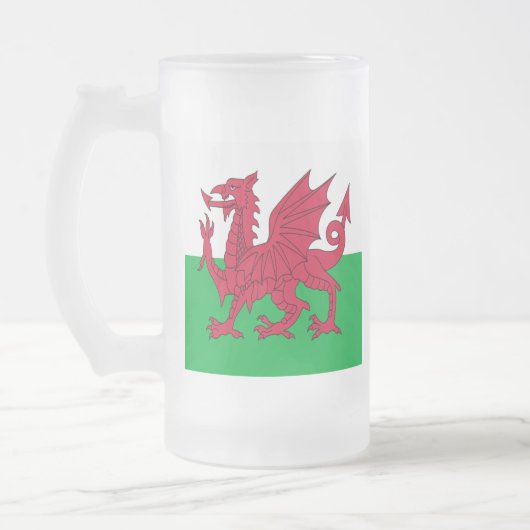 Y Ddraig Goch: Welsh Flag Beer Glass Matglas Bierpul (Links)