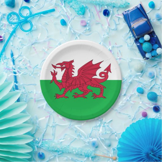Y Ddraig Goch: Welsh Flag Paper Party Bord (Feest)