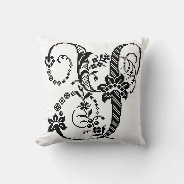 Y Decoratief Pixel Monogram met Chevron Pillow Kussen (Voorkant)