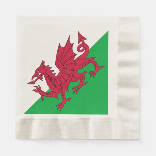 Y Draig Goch: Welsh Flag Bedacht Luncheon servette Servet (Voorkant)