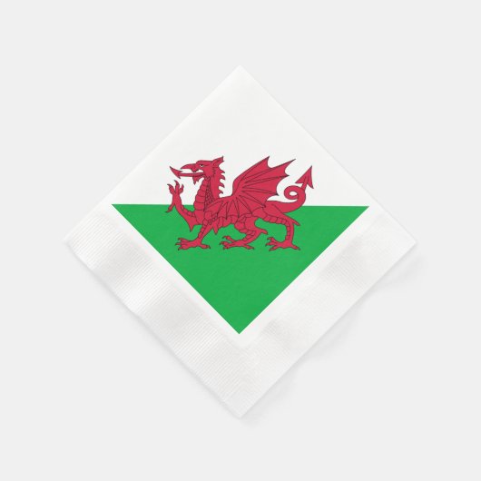 Y Draig Goch: Welsh Flag Coined Cocktail servetten (Hoek)