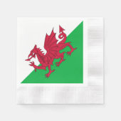 Y Draig Goch: Welsh Flag Coined Cocktail servetten (Voorkant)