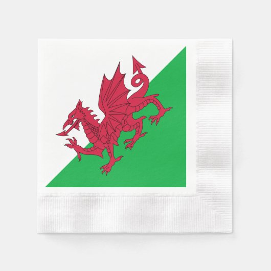 Y Draig Goch: Welsh Flag Coined Cocktail servetten (Voorkant)
