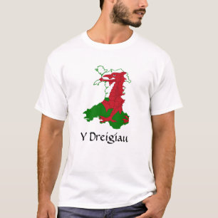 Y Dreigiau Flag Map of Wales T-Shirt