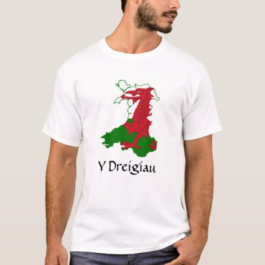 Y Dreigiau Flag Map of Wales T-Shirt (Voorkant)