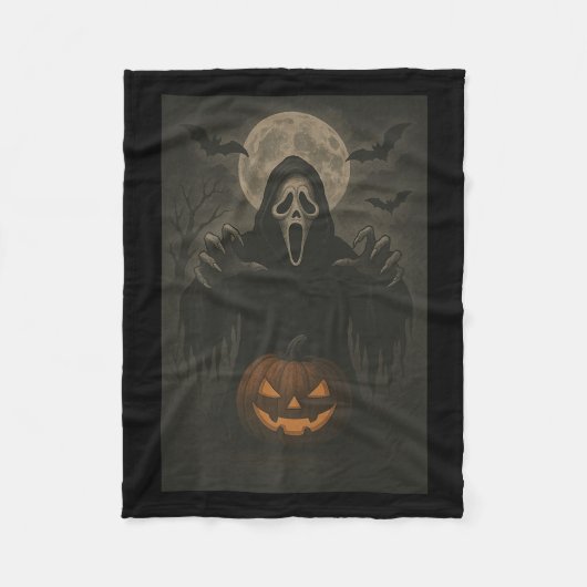 Y Face Ghost Mask Pumpkin Moon Soky Halloween Horr Fleece Deken (Voorkant)