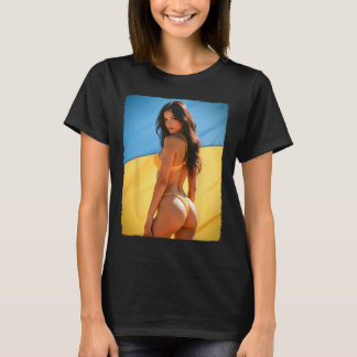 Y Girl Graphic Tee - modern Pinup Girl And Ukraine T-shirt