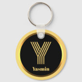 Y Gold Monogrammed Letter persoonlijk Sleutelhanger (Voorkant)