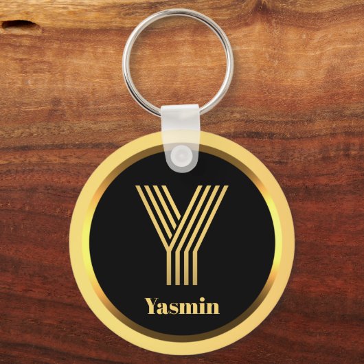 Y Gold Monogrammed Letter persoonlijk Sleutelhanger (Voorkant)