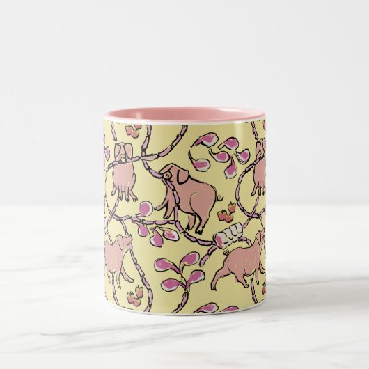 Y Hilarisch patroon Chinees Vietnamese varkensjaar Tweekleurige Koffiemok (Center)