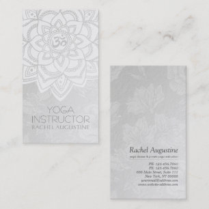 Y Instructor White en Silver Mandala OM-symbool Visitekaartje