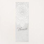 Y Instructor White en Silver Mandala OM-symbool Yogamat (Voorkant)