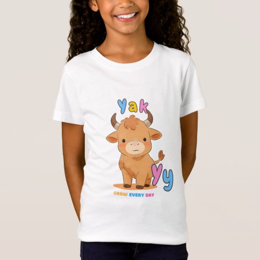 “Y is for Yak” Alphabet Tee – Grow Every Day T-shirt (Voorkant)