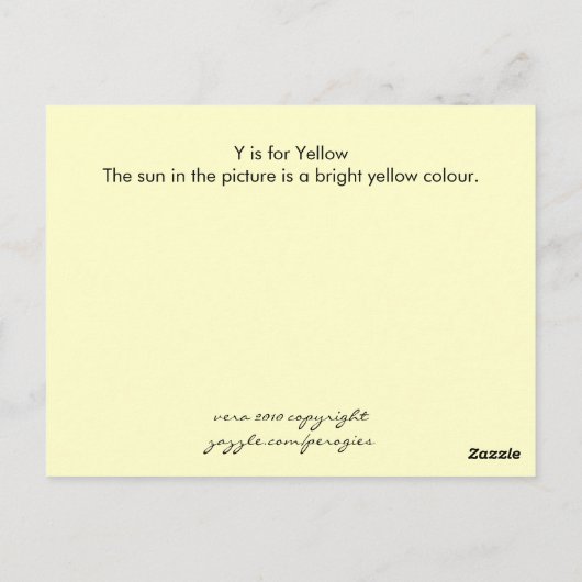 Y is voor Geel Briefkaart (Achterkant)