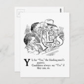 Y is voor Ja! Cartoon Briefkaart (Voorkant / Achterkant)