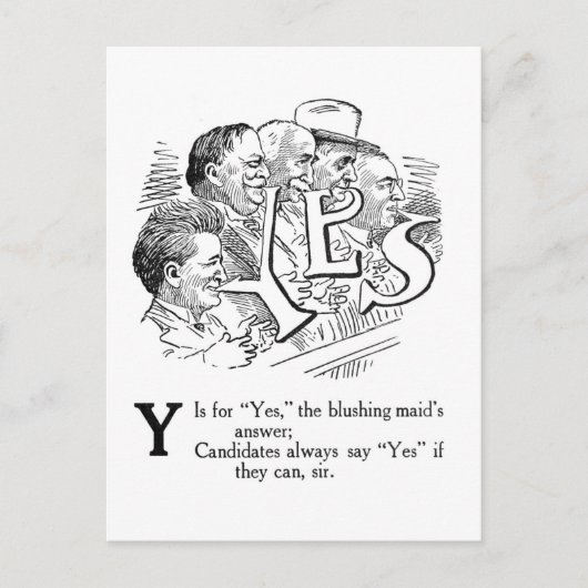 Y is voor Ja! Cartoon Briefkaart (Voorkant)