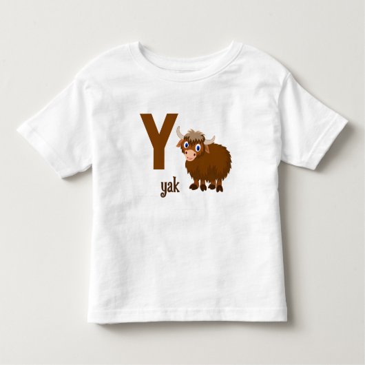 Y is voor Yak: Schattig alfabet leren Kinder Shirts (Voorkant)