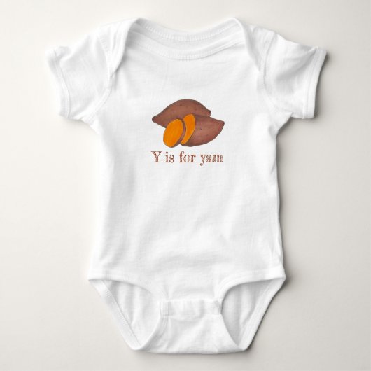 Y is voor Yam Sweet Potato Root Vegetable Foodie Romper (Voorkant)