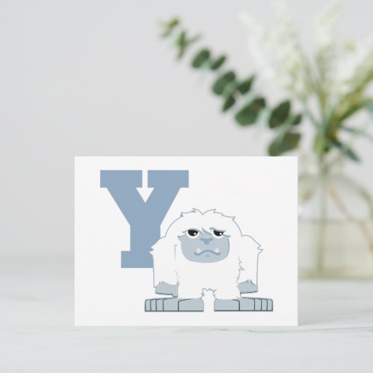 Y is voor Yeti Cute Cartoon Yeti Monster Briefkaart (Staand voorkant)