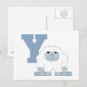 Y is voor Yeti Cute Cartoon Yeti Monster Briefkaart (Voorkant / Achterkant)