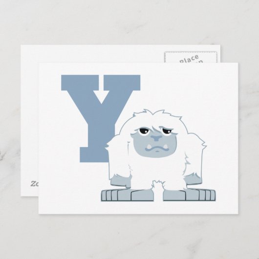 Y is voor Yeti Cute Cartoon Yeti Monster Briefkaart (Voorkant / Achterkant)