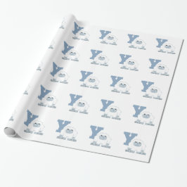 Y is voor Yeti Cute Cartoon Yeti Monster Cadeaupapier