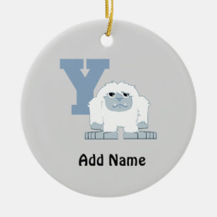 Y is voor Yeti Cute Cartoon Yeti Monster Keramisch Ornament