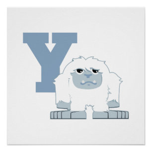 Y is voor Yeti Cute Cartoon Yeti Monster Perfect Poster