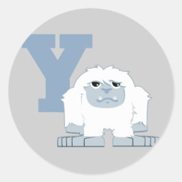 Y is voor Yeti Cute Cartoon Yeti Monster Ronde Sticker