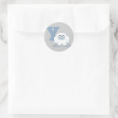 Y is voor Yeti Cute Cartoon Yeti Monster Ronde Sticker (Tas)