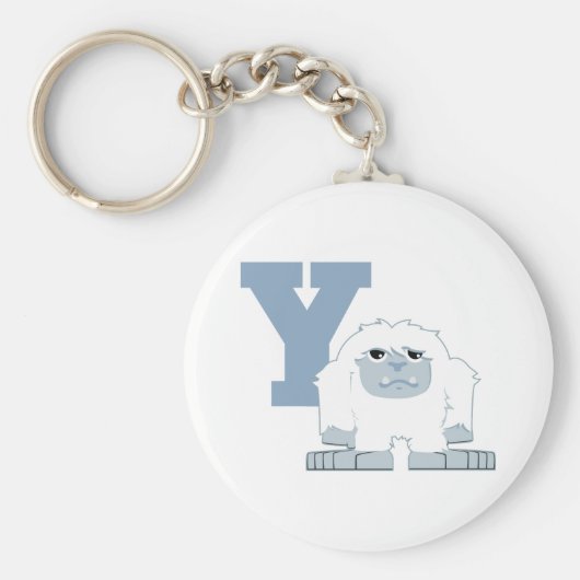 Y is voor Yeti Cute Cartoon Yeti Monster Sleutelhanger (Voorkant)