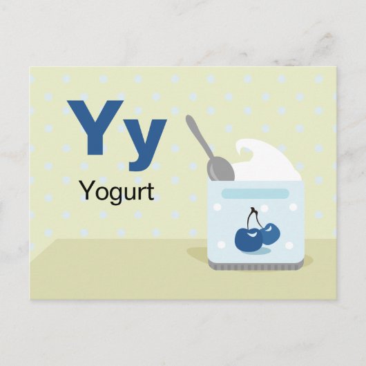Y is voor yoghurt - Alphabet Flash Kaart (Voorkant)