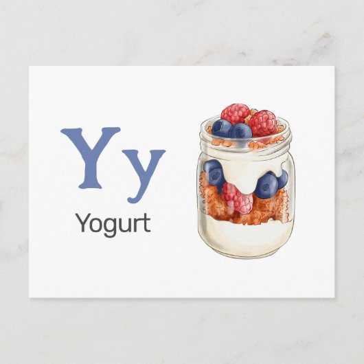 Y is voor yoghurt - Alphabet Flash Kaart (Voorkant)