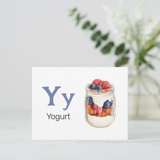 Y is voor yoghurt - Alphabet Flash Kaart (Staand voorkant)