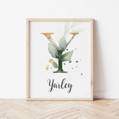 Y Letter Monogram Groene Nursery Naam Muurprint Poster