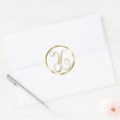 Y Monogram Faux Gold Envelope of Favor Seal Ronde Sticker (Envelop)
