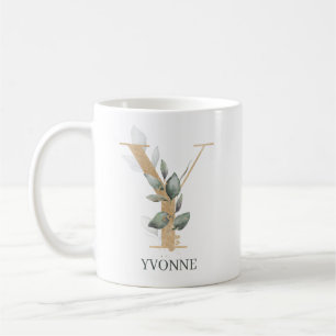 Y Monogram Floral Aangepast Koffiemok